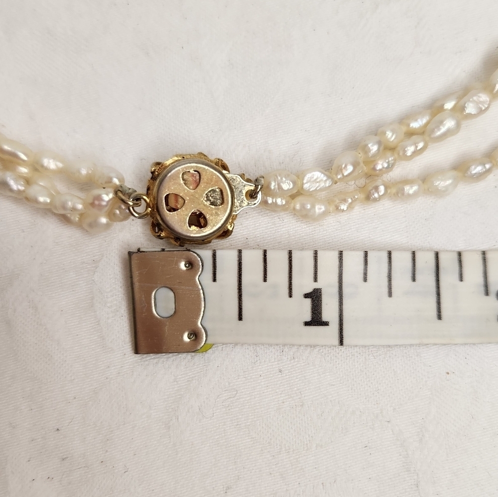 Triple Strand Rice Pearl Necklace - Picture 7 of 7